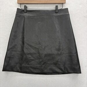 J.CREW Skirt Womens 6 Black Faux Leather A-Line Mini Short Zip Back Lined Career